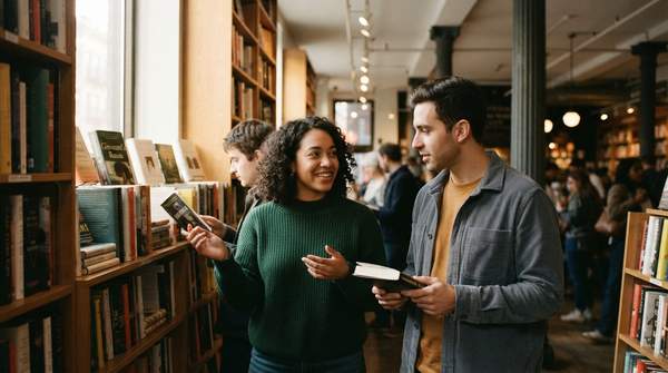 Editorial illustration for Three NYC Bookstores, Three Ways to Find Your Literary Community